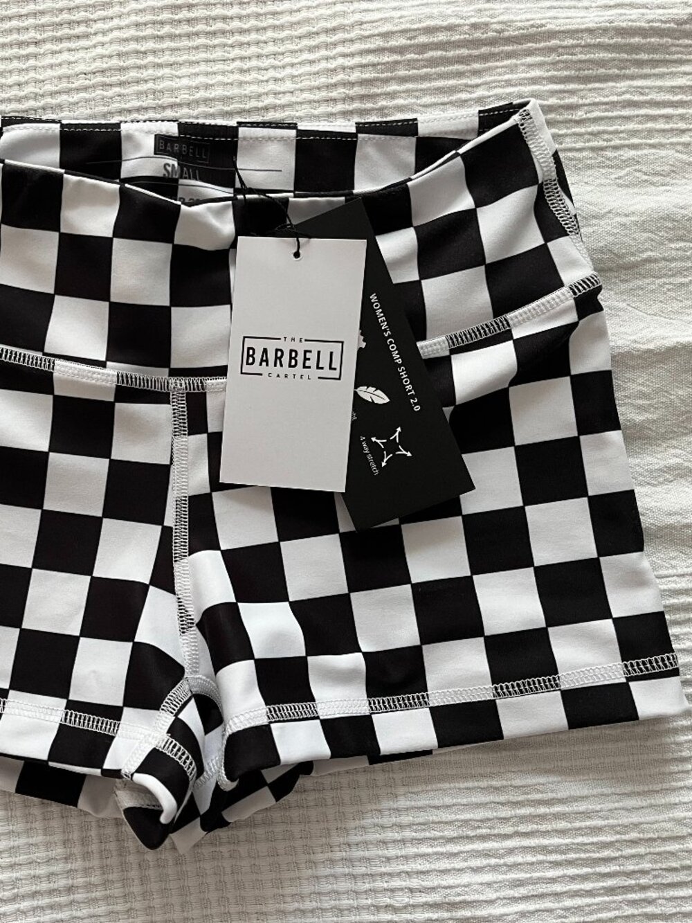 The Barbell Cartel Women's Compression Short - Black and White Check - Picture 2 of 5